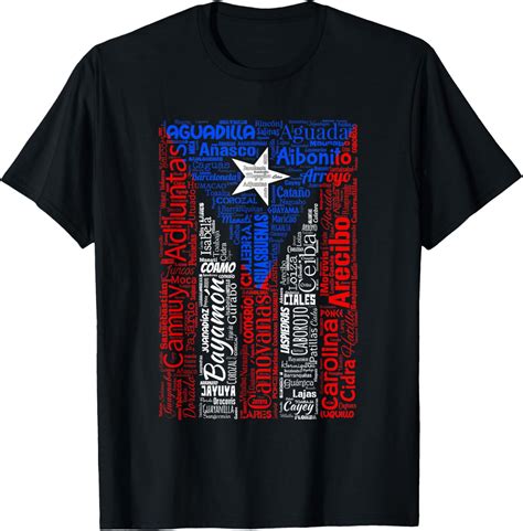Puerto Rican Flag Shirt with Towns and Cities of Puerto Rico T-Shirt - Walmart.com