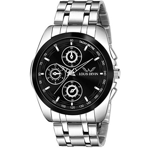 Buy LOUIS DEVIN Men's Metal Chain Analog Wrist Watch LD-GR036-BLK ...