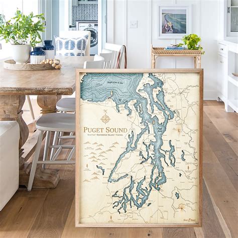 Puget Sound Nautical Map Wall Art - Sea and Soul Charts