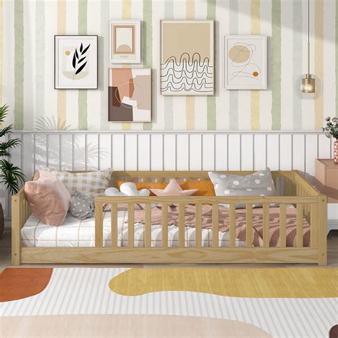 Harriet Bee Decimus Twin Floor Platform Bed with Fence & Reviews | Wayfair