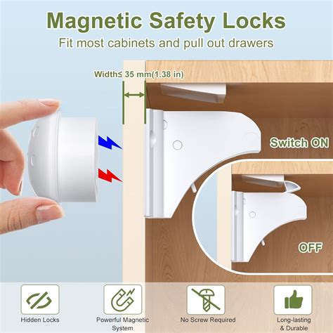 Buy Child Safety Magnetic Cabinet Locks 6 Pack+2 Keys-AOSITE Baby ...