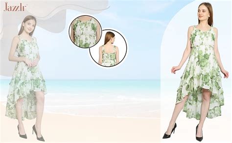 Buy Jazzlr Off-White Floral High-low Ruffle Dress |Occasion: Casual ...