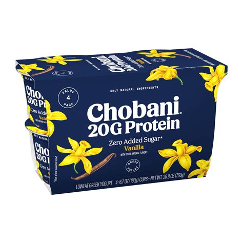 Chobani 20G Protein Low-Fat Greek Yogurt Vanilla 6.7oz 4 Pack - Walmart.com
