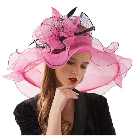 LUOGENLI Trucker Hats Women Trendy Summer Women Fascinator Hat Floral Tea Party Wedding Hat Sun ...