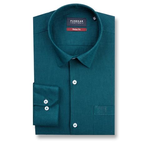 Peacock Color Linen Formal Shirts For Men – Punekar Cotton