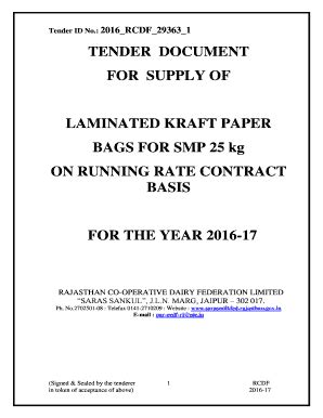 Fillable Online Tender ID No 2016 RCDF 29363 1 TENDER DOCUMENT FOR Fax ...