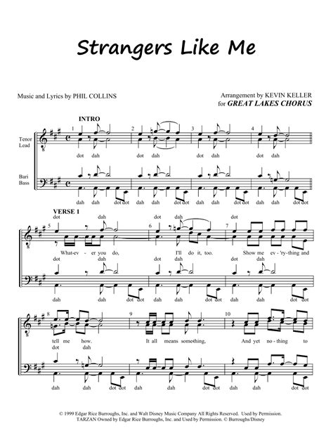 Strangers Like Me(R) (arr. Kevin Keller) by Phil Collins Sheet Music ...