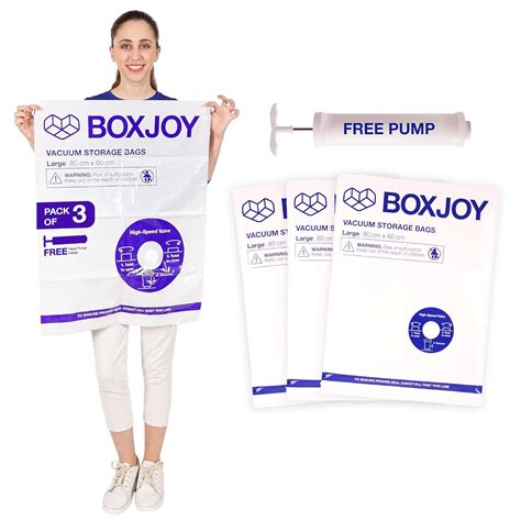 BOXJOY 𝐏𝐚𝐜𝐤 𝐨𝐟 𝟑 𝐋𝐀𝐑𝐆𝐄 (60x80cm) Transparent Vacuum Storage Bags for ...