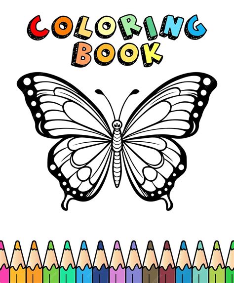 Libro da colorare per bambini con una farfalla e le parole libro da ...