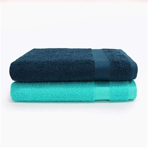 Spaces Atrium Solid 2 Piece 430 GSM Cotton Towel Set - Lagoon and ...