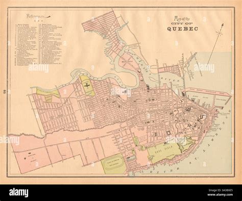 Map of the City of Quebec. Town plan. Canada. CRAM 1894 old antique chart Stock Photo - Alamy