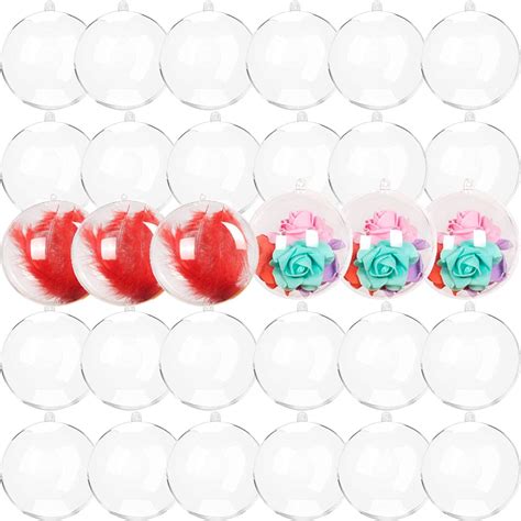 Buy 30 Pack Clear Ornaments Balls Christmas DIY Baubles Transparent ...