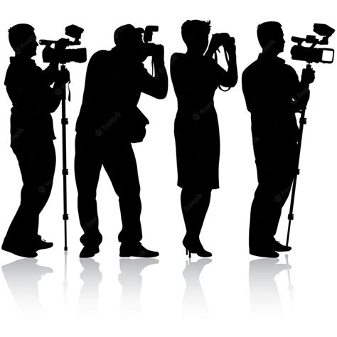 Cameraman with video camera silhouettes on white background | Premium ...