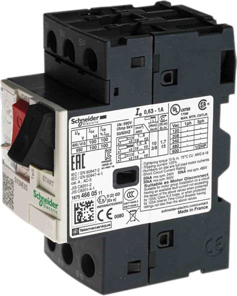 GV2ME05 Schneider Electric | Schneider Electric 0.63 → 1 A TeSys Motor ...