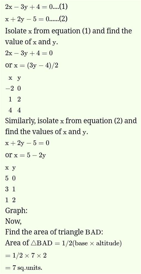 .solve the following system of equations graphically and find the ...