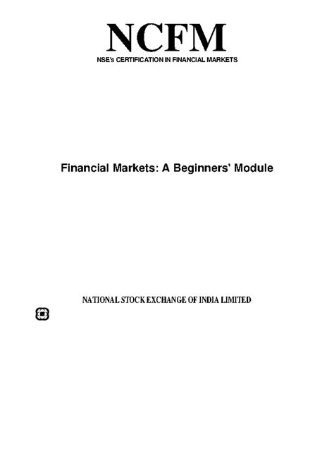 NCFM-Financial Market Beginners Module - NCFM NSE's CERTIFICATION IN ...