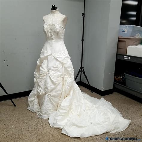 Allure Bridal White Beaded Strapless Corset Wedding Dress Gown Train ...