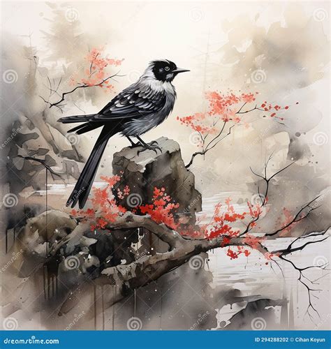Traditional Japanese Sumi-e Art for Sale Stock Illustration - Illustration of rembrandt ...