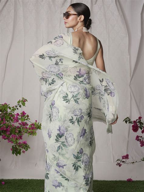 Green floral saree set – thesilkstory