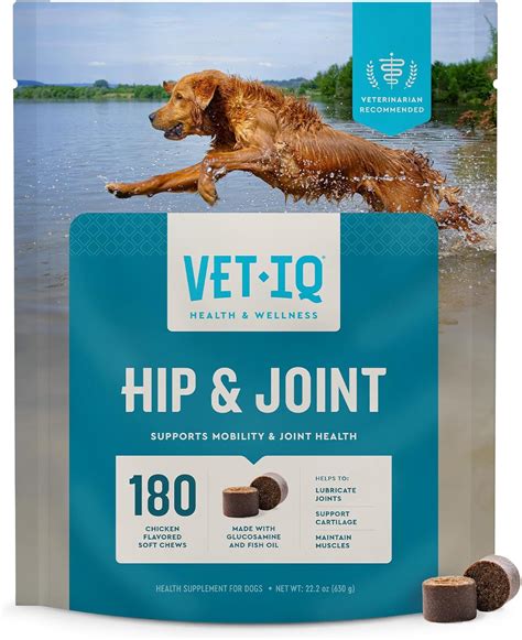 Brandclub - VetIQ Glucosamine Hip & Joint Supplement for Dogs, 180 Soft Chews, Joint Support ...