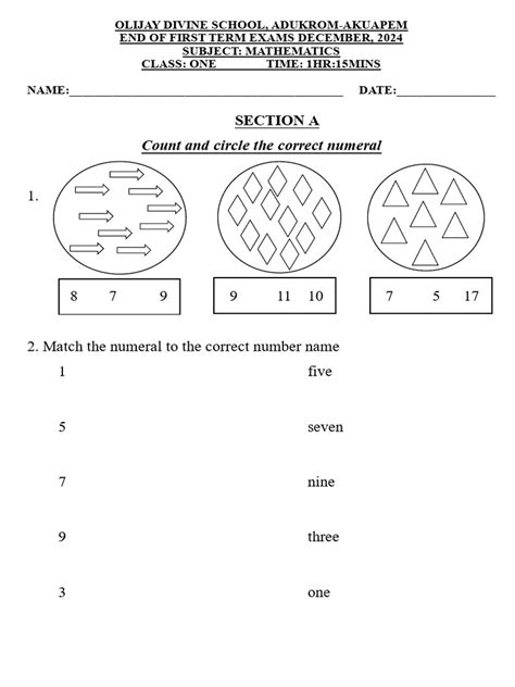 Image result for Class 1 Maths Syllabus PDF
