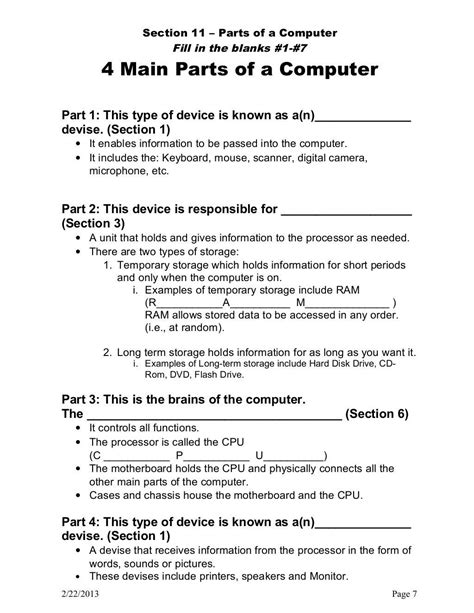 Computer Basics Worksheet 的图像结果