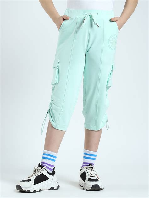 Buy Girls Green Solid Regular Fit Capri Online in India - Monte Carlo