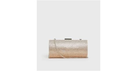 Rose Gold Ombré Diamanté Chain Clutch Bag | New Look