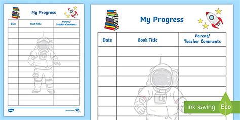 Space Themed Reading Record Teacher Parent Note Sheet - australia