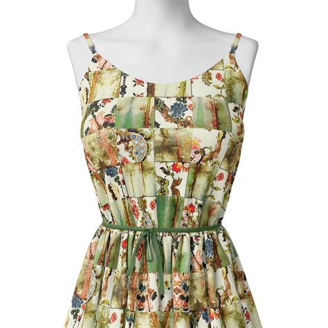 Weightless Polyester Fabric, Green, Floral & Botanical, Digital Printed ...