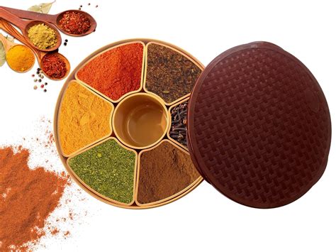 Buy SATMPD Round Plastic Masala Spice Box, Masala Rangoli Box Dabba for ...