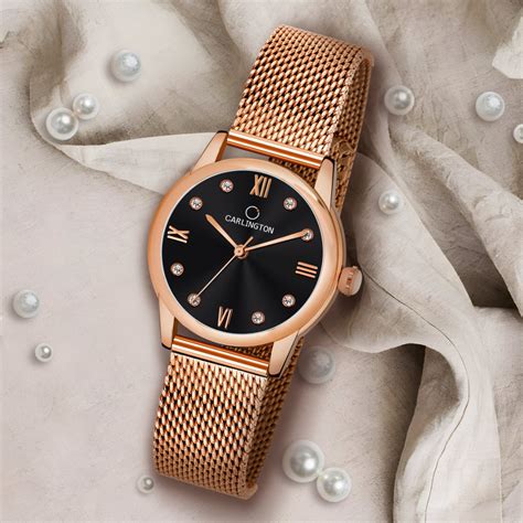Carlington Elite Ladies Self Adjustable Mesh Strap Water Resistant Ana