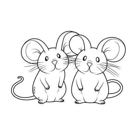 Premium AI Image | A black and white drawing of two mice.