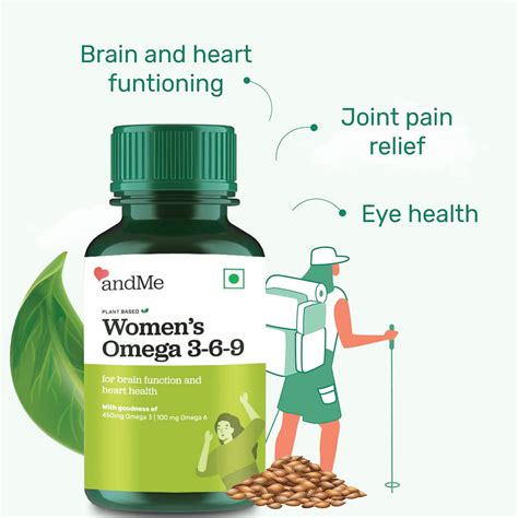 andMe Women's Omega-3,6 & 9, Vegan with 450mg Omega 3, 100mg Omega 6