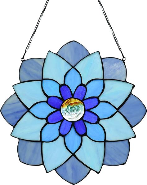 Buy Karhuimoyi 12 Inch Round Stained Glass Window Panel Tiffany Style ...