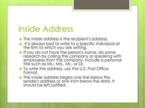 Image result for Inside Address Example