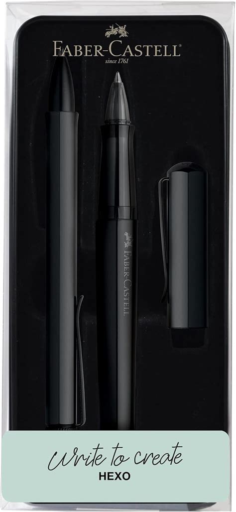 Buy Faber-Castell, Hexo, Fountain Pen & Ballpoint Gift Tin, Black ...