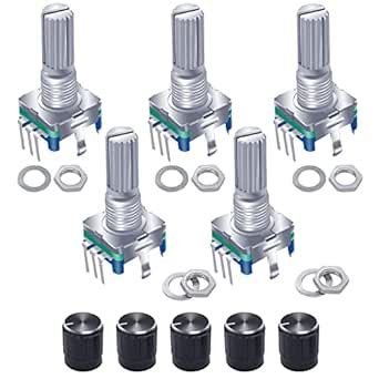 Taiss 5PCS Rotary Encoder Switch Push Button EC11 360 Degree 5 Pins 20 ...