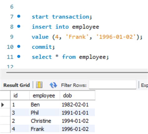 commit and rollback sql 的图像结果