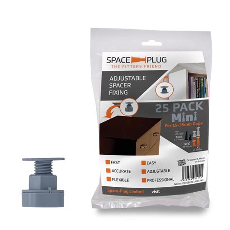Space-Plug Adjustable Spacer Fixings (Mini Size for 15-35mm Gaps), 25 ...