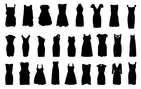 Set of dresses silhouette isolated on white background 8238929 Vector Art at Vecteezy - silhouette of dress