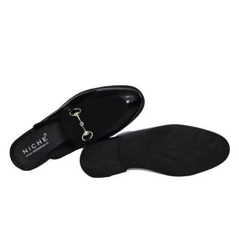 NICHE Black Patent Horsebit Mule