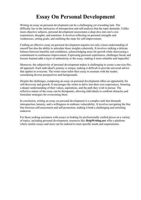 Essay On Personal Development. Essay on a Personal Development Plan Goal Personal Development | PDF
