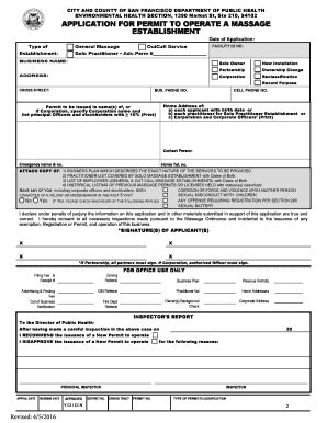 Fillable Online sfdph Establishment License Forms: Please fill out all ...