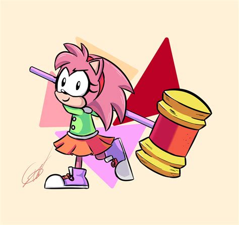 Amy Rose and her hammer by HgroEp on DeviantArt