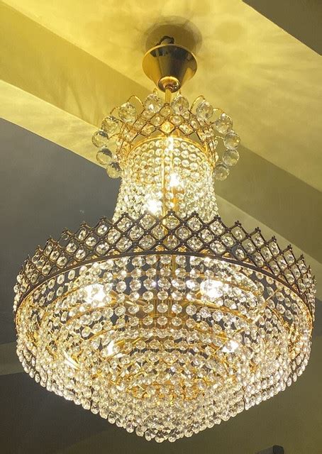 Shri Mahal Antiques Crystal Big Size Jhumar WITH BULB Light For Living ...