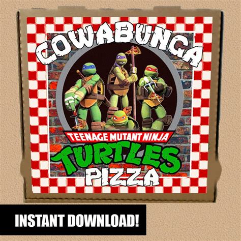 Teenage Mutant Ninja Turtles Pizza Box Label Printable - Etsy | Teenage ...