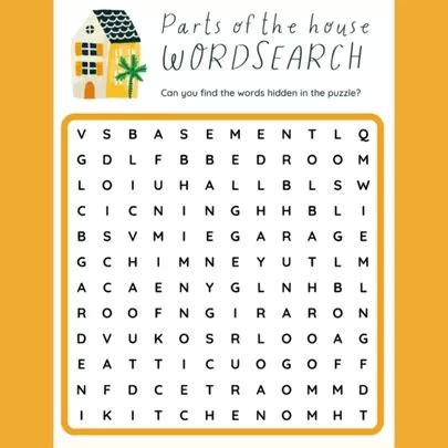Parts of the House Word Search - Pequenos Fluentes