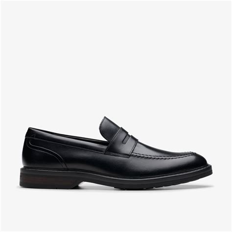 Mens Aldwin Step Black Leather Loafer Shoes