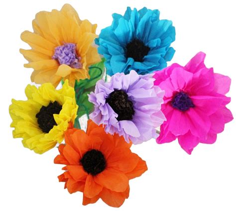 Mexican Paper Flower Set of 6 Tissue Paper Hand Made Party Fiesta Decor ...